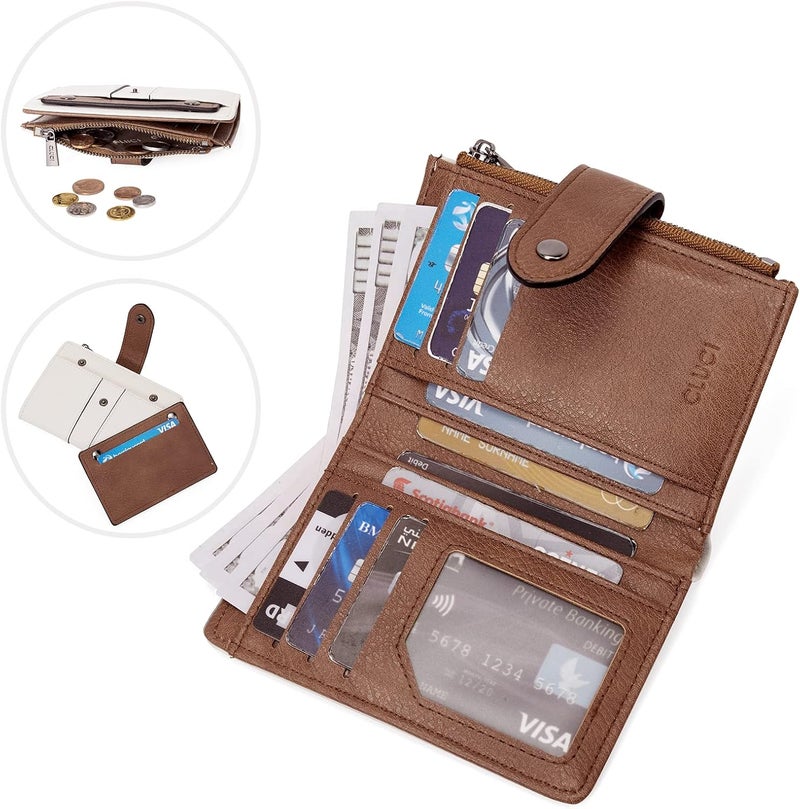 CLUCI Small Wallet for Women Leather Slim Womens Wallet Bifold Multi Card Holder Organizer Designer with Removable ID Window - Image 4